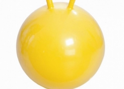 Мяч гимнастический детский с рожками с насосом 45см желтый